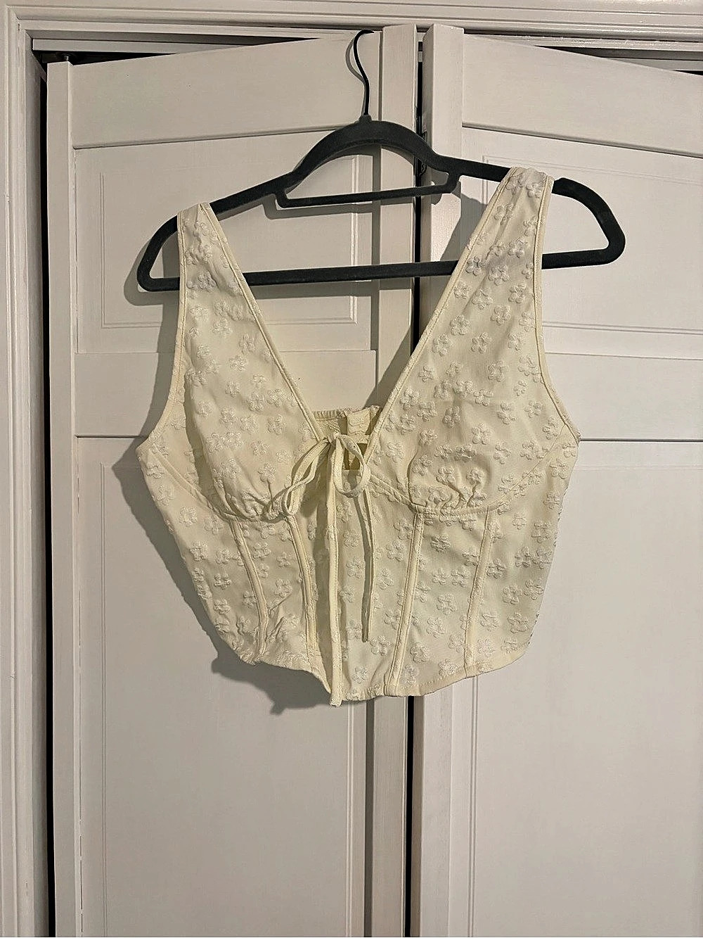Cider Floral Jacquard Corset Top Cream Camisole Size Large